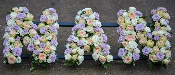 sprsy roses pastel funeral letters by florist in Croydon