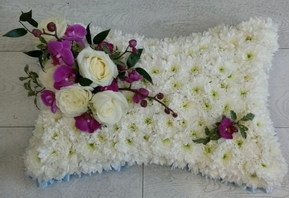 based funeral pillow 2D handmade by local florist in Croydon, Surrey