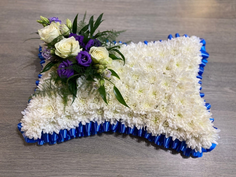 based funeral pillow 2D handmade by local florist in Croydon, Surrey