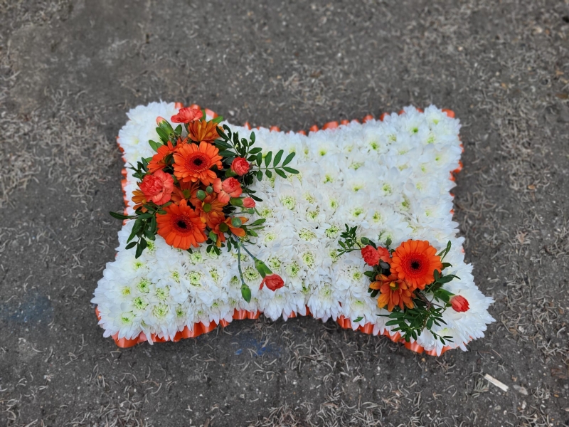 based funeral pillow 2D handmade by local florist in Croydon, Surrey