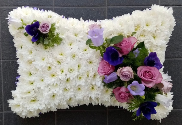 based funeral pillow 2D handmade by local florist in Croydon, Surrey