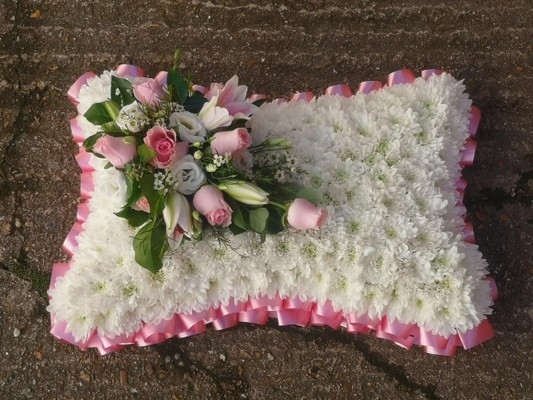 based funeral pillow 2D handmade by local florist in Croydon, Surrey