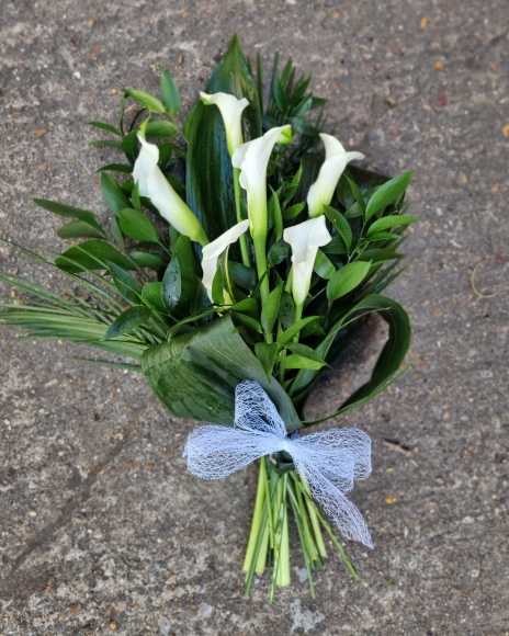 Calla Lilly Funeral Sheaf by Croydon Blooms Florist