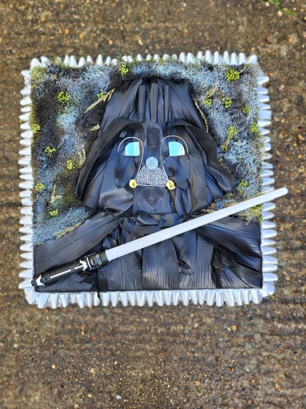 2d Darth Vader funeral flowers. By Croydon Blooms Florist