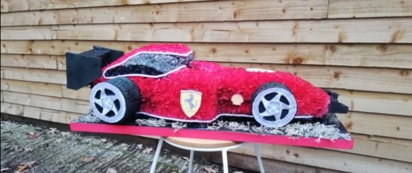3d racing car funeral flowers