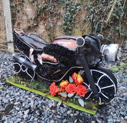 3d bike funeral flowers