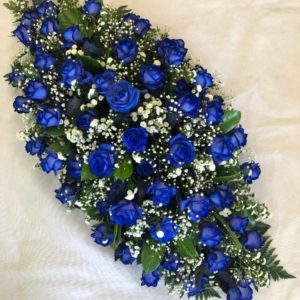 Blue rose coffin spray