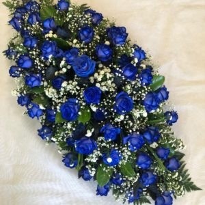 Blue rose coffin spray