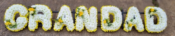 Chrysanthemum based GRANDAD letters.