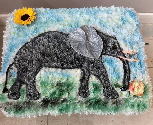 funeral flowers elephant tribute by Croydon Florist