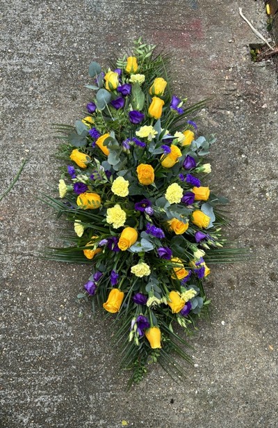 Florist choice mixed flowers coffin spray only £40 per foot made by florist in Croydon 
