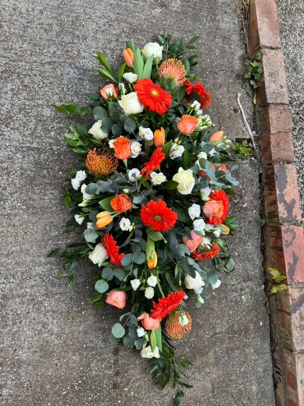 Florist choice mixed flowers coffin spray only £40 per foot made by florist in Croydon 