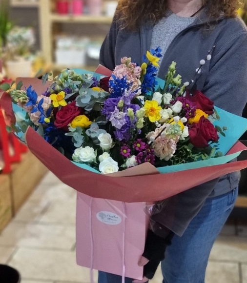 Spring Mood bouquet to reflect the season with all the colors of flowers designed by florist in Croydon, UK