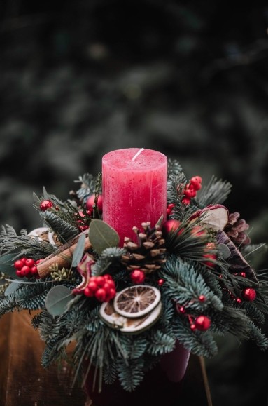 Red Lights Christmas Table Centrepiece