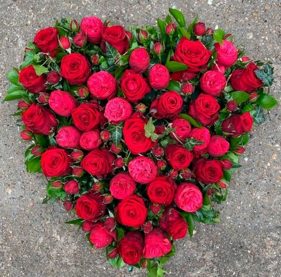 solid all roses funeral heart by Croydon Blooms florist