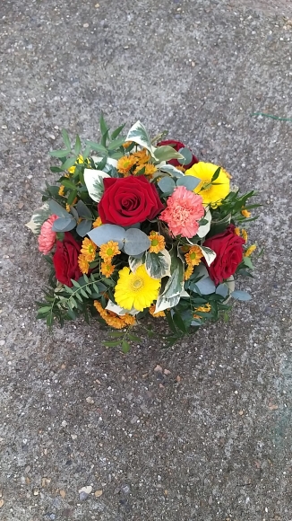 Vibrant funeral posy made by local florist in Croydon, Surrey for flower delivery in CR and South London