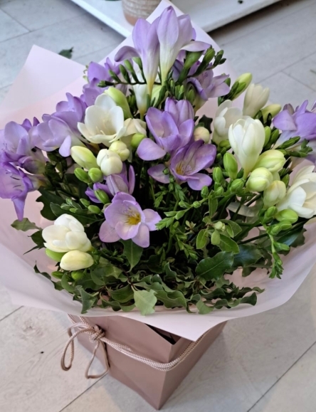 Scented freesias bouquet made by florist in Croydon for delivery in CR BR, Surrey