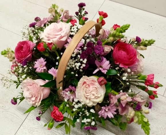 Mixed Flowers Funeral Basket