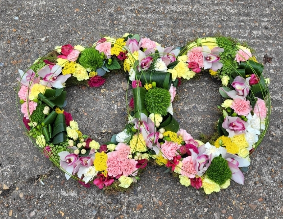 funeral mixed flowers double open heart, by Croydon Blooms florist