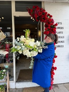 Stunning luxury all white bouquet made of hydrangeas and roses and dry elements made by florist in Croydon, Surrey, UK