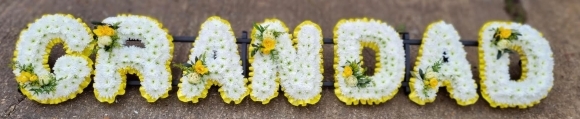 Chrysanthemum based GRANDAD letters.