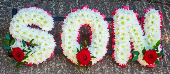 Funeral letters SON made by funeral florist in Croydon, Surrey, UK