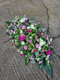 Florist choice mixed flowers coffin spray only £40 per foot made by florist in Croydon 