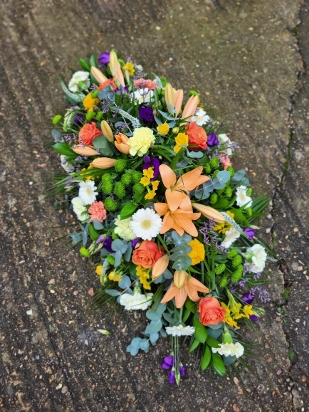 Florist choice mixed flowers coffin spray only £40 per foot made by florist in Croydon 