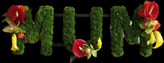 Irish or Jamaican chrysanthemum button funeral letters