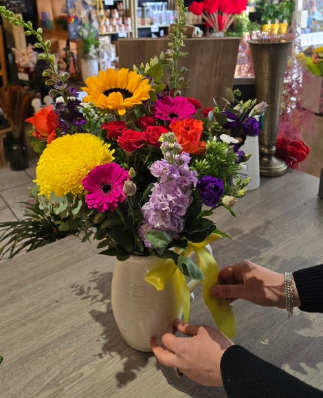 Ceramic Jug of flowers made by Croydon Blooms flower team